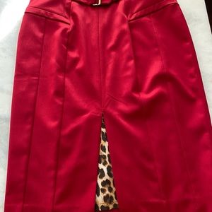Red Express Skirt lined in Leopard Print